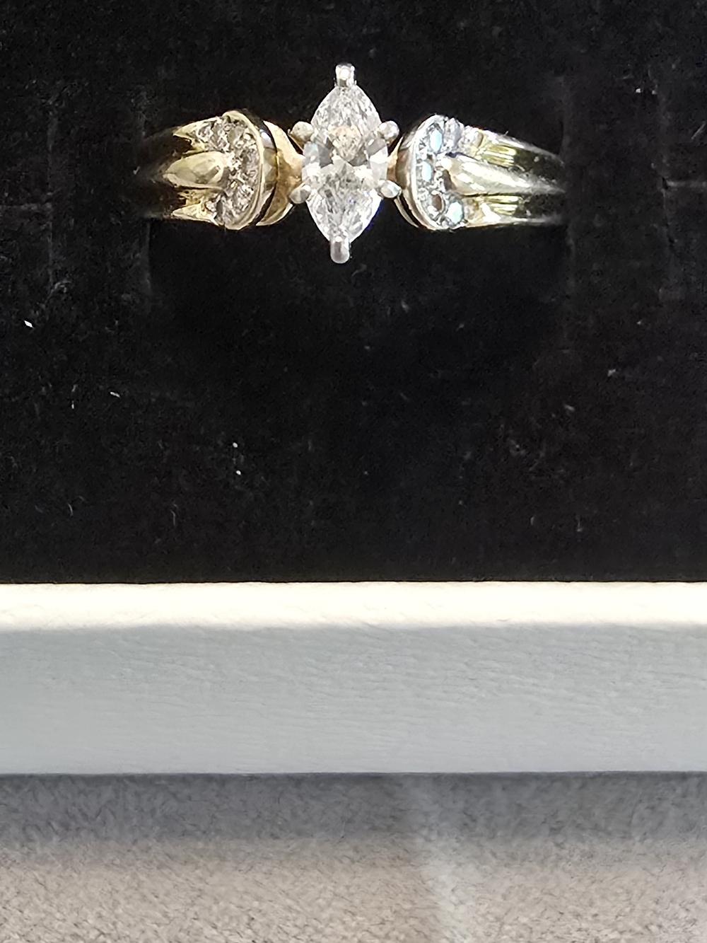 Gold Marquise Diamond Ring - Two-Tone Elegance